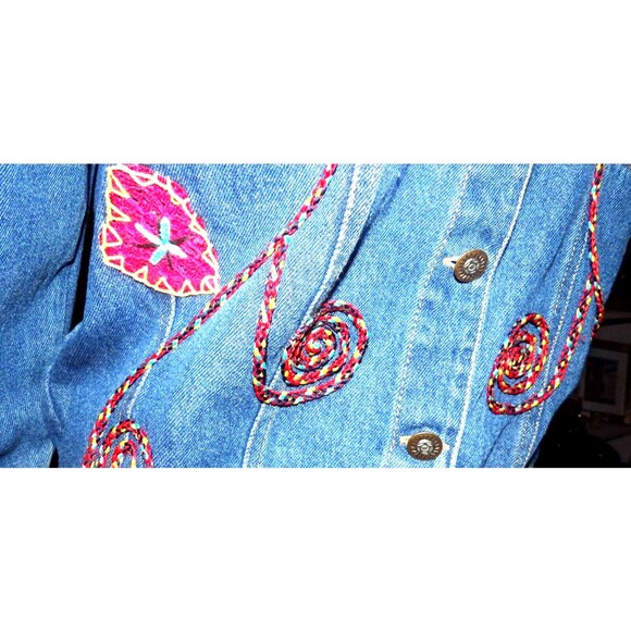 Don't Mess with Texas Denim Jacket Embroidered Jean Coat Embellished Size Medium - Picture 8 of 11
